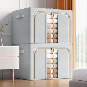 Caja organizadora rectangular <span class=keywords><strong>de</strong></span> ventana transparente <span class=keywords><strong>de</strong></span> gran capacidad con mango <span class=keywords><strong>de</strong></span> plástico reforzado bolsa <span class=keywords><strong>de</strong></span> almacenamiento <span class=keywords><strong>de</strong></span> ropa plegable para el hogar - Product Image 5