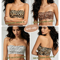 Soutien-gorge bandeau imprimé léopard pour femme, style Europe et Amérique, antidérapant, maintien optimal, dos élégant, idéal pour le quotidien et les soirées.