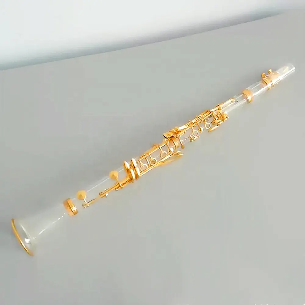 High quality acrylic transparent clarinet 17 keys Bb gold plated/stage performance wind instruments