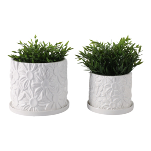 Maceta de Cerámica con Forma de Margarita con Plato, Macetas Decorativas para Plantas de Interior y Exterior - Product Image 2