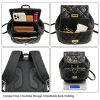Nouveauté : Sac à dos en cuir matelassé pour femmes, sac à dos de luxe avec logo personnalisé, sac à dos décontracté tendance avec fermeture métallique