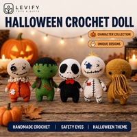 Poupée squelette Amigurumi au crochet faite main pour Halloween, avec yeux de sécurité, jouet en peluche, cadeau, vente en gros, décoration intérieure pour la maison et le bureau