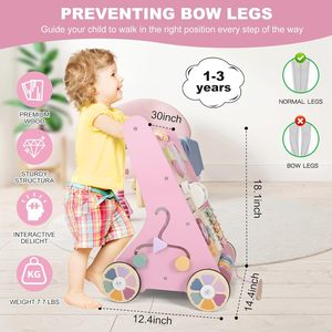 Trotteur en bois Montessori avec roues pour bébé garçon fille <span class=keywords><strong>6</strong></span>-12 <span class=keywords><strong>mois</strong></span> 1 an apprentissage marche jouet <span class=keywords><strong>cadeau</strong></span> de noël - Product Image 4