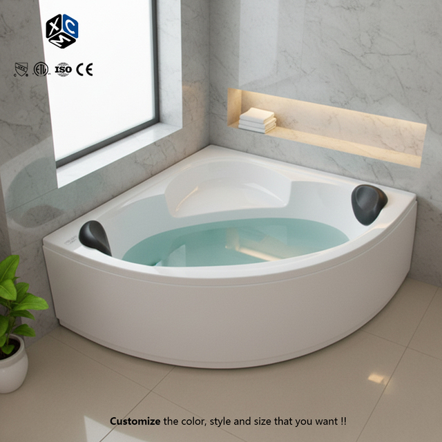Factory Sale Adult Modern Rectangle Freestanding Indoor 2-Person Capacity Triangular save space Acrylic Soaking Massage Bathtub