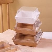 Boîtes à emporter carrées rectangulaires en papier recyclé couvercles en plastique pour boulangerie emballage alimentaire-gâteau pain collation sushi nouilles à emporter