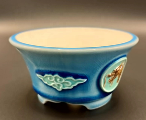 Yixing-Olla de bonsái de China, olla esmaltada de forma redonda, dibujo de dragón - Product Image 2