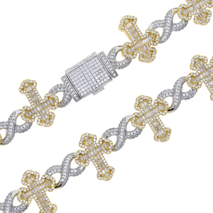 Bracelet chaîne cubaine personnalisé en argent plaqué, style hip-hop, avec breloque multi-croix en forme de X, serti de zircons cubiques 5A, pour hommes <span class=keywords><strong>et</strong></span> <span class=keywords><strong>femmes</strong></span> - Product Image 6