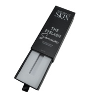 Boîte d'emballage personnalisée de luxe noire pour sérum de cils avec laminage mat et doublure en éponge, boîte à tiroir rigide pour cosmétiques