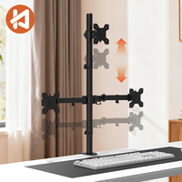 Support de bureau pour trois moniteurs Khcoohoo, fixation par pince C, réglable en hauteur, articulé, en acier allié noir, 27 pouces, ODM OEM, en stock, facile à installer