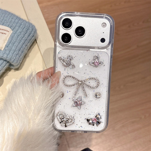 เคสโทรศัพท์มือถือลายมงกุฎโบว์กลิตเตอร์ประดับเพชรสำหรับ iPhone 17 16 15 14 Pro Max ลายดาวรัก 3 มิติ ผีเสื้อเรซิ่น DIY ฝาหลังใส - Product Image 2