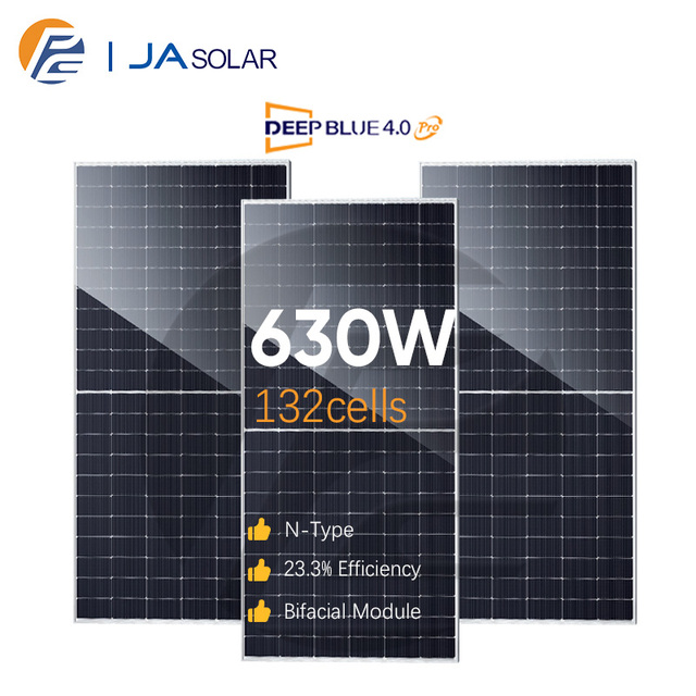 Ja Solar Panels 610W 615W 620W 630W N-Type Bifacial Mono Half Cell 16BB Solar Modules Topcon 23.3% Efficiency Plaque Solaire