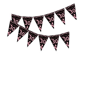 Striscione Decorativo Triangolare Oro <span class=keywords><strong>Rosa</strong></span> per <span class=keywords><strong>Compleanno</strong></span> <span class=keywords><strong>con</strong></span> Motivo 'Happy Birthday' 50 Puntini e Stelle, Stile Nero e <span class=keywords><strong>Rosa</strong></span>, Accessori per Feste - Product Image 5