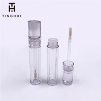 Tubo de Brillo Labial Transparente en Oferta, Tapa de Rosca, Impresión Serigrafiada, Envases Cosméticos Vacíos, Logotipo Personalizado, Forma Redonda
