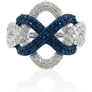Jewelspaark <b>Diamond</b> <b>Ring</b> 1.19 Cttw White And Blue Round Brilliant Cut Engagement Band Size 7 Women's - Product Image 1