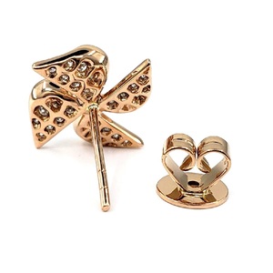 Boucles d'oreilles clous tendance en or rose massif 18 carats plaqué, 56 pièces, 0,33 carats de diamants, forme moulin à vent, pour femme, fiançailles, fête, mariage, cadeau - Product Image 3