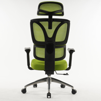 Hauteur du dossier réglable, mécanisme de verrouillage à trois niveaux, base en aluminium à cinq branches, accoudoirs 4D, chaise ergonomique en mesh vert