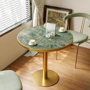 Table à manger moderne Tulip de 31,5 pouces, plateau en pierre frittée, base à bord doré, pour 2 à 4 personnes, salle à manger/café/petits espaces/restaurant - Product Image 1