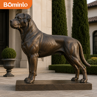 Statue de Rottweiler en Bronze Personnalisée, Sculpture Réaliste de Chien de Garde avec Socle pour Villa, Jardin, Entrée d'Hôtel et Décoration Paysagère