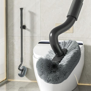Cepillo de inodoro telescópico de plástico, herramienta de limpieza de mango largo para montar en la pared, para baño - Product Image 1