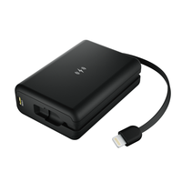 Batterie externe intégrée avec câble en L, Powerbank 10000 mAh PD45W avec charge sans fil et charge rapide USB-C
