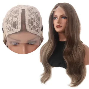 Pre Plucked HD Lace Frontal Wig Good Quality Ladies Wigs Swiss Lace Front Natural Brown Water Wave Synthetic T Lace Wig