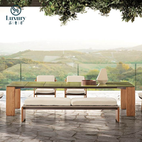 Ensemble de table à manger d'extérieur simple nordique ensemble de meubles de patio rustiques ensemble de table à manger en bois de teck