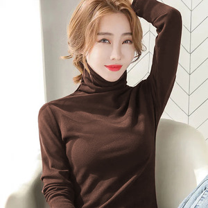 Women's Fleece Lined Turtleneck Long Sleeve <b>Top</b> Solid Color Anti Pilling Slim Fit Inner <b>Layer</b> Shirt Autumn Winter Wear - Product Image 4