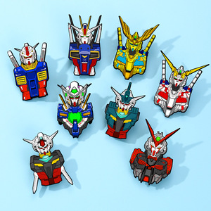 Broches y insignias de metal esmaltado de alta calidad con impresión UV de anime <span class=keywords><strong>Gundam</strong></span>, sin MOQ, precios económicos, para bolsos, gorras y sombreros - Product Image 1