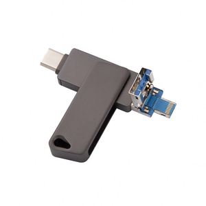 Unidad Flash USB 3.0 Transfronteriza Pingguo de 128 GB, Cuatro en Uno, Giratoria, Metálica, con Interfaz para Android Tipo-C, Computadora y Teléfono Móvil, Marca Ne - Product Image 1