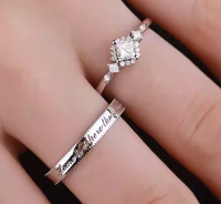 Ensemble de bagues pour couples Aimgal certifié NGTC, diamant de laboratoire taille princesse 0,25 ct, fiançailles et mariage, argent 925 plaqué or 18 carats, cadeau de luxe