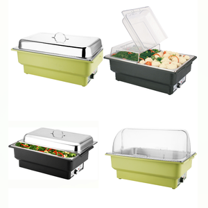 หม้ออุ่นอาหารไฟฟ้า SUNNEX 120/220V CE/UL สีเขียวดำ ฝาปิดเป็นอุปกรณ์เสริม สำหรับบุฟเฟ่ต์ ชุดอุ่นอาหารร้านอาหาร เตาอุ่นอาหาร 8.5 ลิตร 13.5 ลิตร - Product Image 2