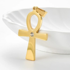 Colgante de cruz Ankh egipcio antiguo de acero inoxidable para collar, para hombres y mujeres, color plata y oro, amuleto retro, joyería, regalos - Product Image 6