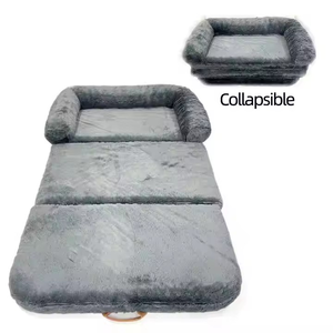 Sofá perezoso de felpa para una sola persona a la moda con cama portátil triple grande para perros, tela con patrón sólido para uso doméstico embalado en cartón - Product Image 1