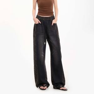 Men's High Waist Y2K Soft High Street Style Straight-Leg Wide Leg Vintage Leopard Print Pattern Casual <strong>Jeans</strong> Wholesale MOQ50 - Product Image 3