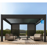 Gazebo de jardin réglable en plein air, pergola bioclimatique moderne personnalisée, motorisée, en aluminium, à lames orientables, en verre, automatique, rétractable