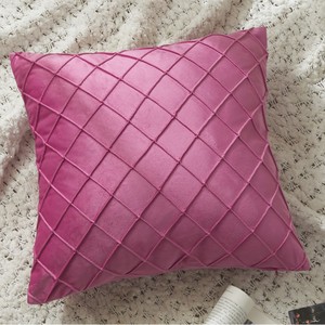 Sarung Bantal Beludru Kristal Lipit Pinch Pleated, Sarung Bantal Hias Solid untuk Dekorasi Rumah, Penutup Ritsleting Tersembunyi 50*50cm - Product Image 2