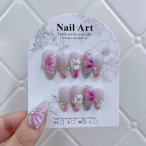SHUANGYU <span class=keywords><strong>Uñas</strong></span> Postizas Acrílicas Hechas a Mano <span class=keywords><strong>con</strong></span> Efecto Ojo <span class=keywords><strong>de</strong></span> Gato Morado, Diseño Floral 3D <span class=keywords><strong>con</strong></span> Lámina Dorada, Reutilizables, <span class=keywords><strong>con</strong></span> Pegamento, Venta al Por Mayor, Alta Gama - Product Image 6