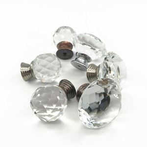 Perillas de cristal minimalistas redondas con base de zinc para muebles de dormitorio, armarios y cajones - Product Image 3