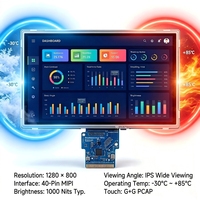 Layar IPS LCD WXGA 10,1 inci -30C~+85C MIPI Layar Sentuh Kapasitif HMI Industri Layar Pasar Otomotif