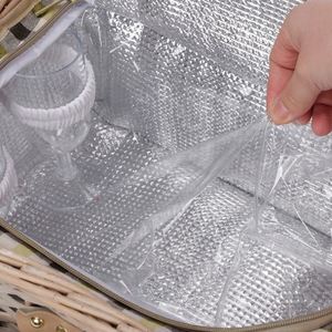 6 Person Folding Drink Holder Insulated Wholesale Picnic Wicker Basket For Cloth - Product Image 2