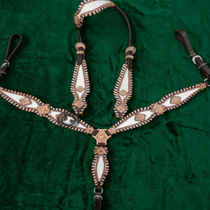 Ensemble de têtière et de peitorale pour cheval en cuir véritable de qualité supérieure, durable, avec boucle réglable et tailles personnalisées pour l'équitation western - Product Image 5