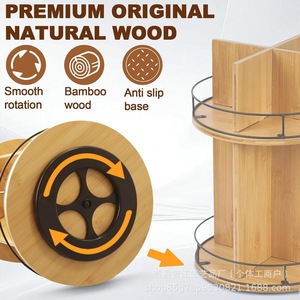 Wooden kitchen rack combining iron and wood, rotating multi-layer <b>spice</b> <b>jars</b>, seasoning boxes, kitchenware and tableware - Product Image 3