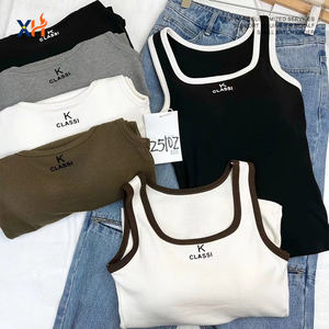 Camisetas sin Mangas Casuales de Algodón de Punto de Alta Calidad, Transpirables, para Otoño e Invierno, con Cuello Redondo y Logotipo Frontal para Mujer - Product Image 3