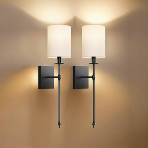 Apliques de pared modernos que funcionan con batería, pantalla de tela, lámpara de pared inalámbrica recargable para dormitorio, sala de estar, Hotel - Product Image 1