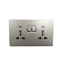 Livolo — prise de courant murale à Double ports d'alimentation universel, panneau à 6 broches avec 2 interrupteurs, prise électrique