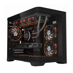 Precio de fábrica New Trend Pc Case Panel de Vidrio Curvo Gaming Computer Cases Cube Micro ATX Case Gaming Use Casing para PC