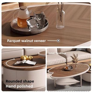 Nouvelle <span class=keywords><strong>table</strong></span> <span class=keywords><strong>basse</strong></span> ovale de style médiéval vintage en bois massif laqué avec rangement, aucun assemblage requis, idéale pour les petits espaces - Product Image 3