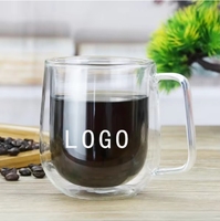 Vente en gros Tasse à café en verre borosilicaté à haute teneur en borosilicate Tasse à eau pour le petit déjeuner avec poignée