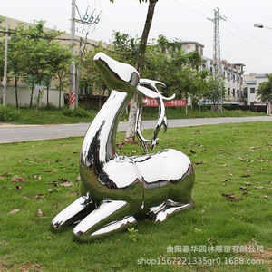 Escultura de Ciervo de Acero Inoxidable con Acabado Espejo, Decoración para Parques al Aire Libre, Montaje en Suelo, Figura Animal Hecha a Mano JH-061312 - Product Image 3