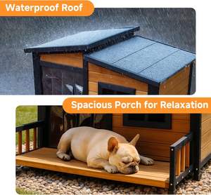 Großes Hundehaus aus Holz Modern Outdoor Robust Isoliert Wetterfest Ganzjahres-Hundezwinger für Große Rassen - Product Image 2